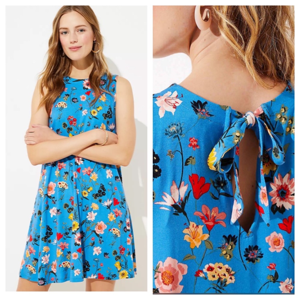 Loft Lovely LiLies Tie Back Summer Swing Dress M